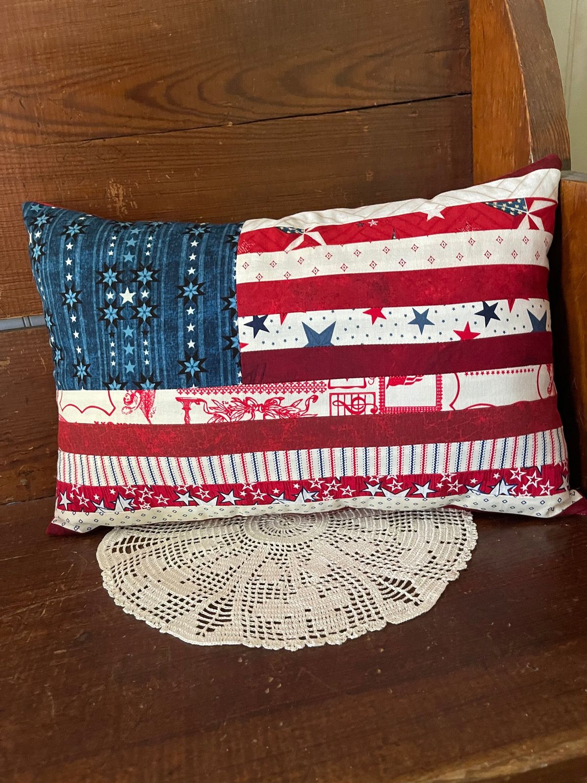 pillow that looks like an American flag