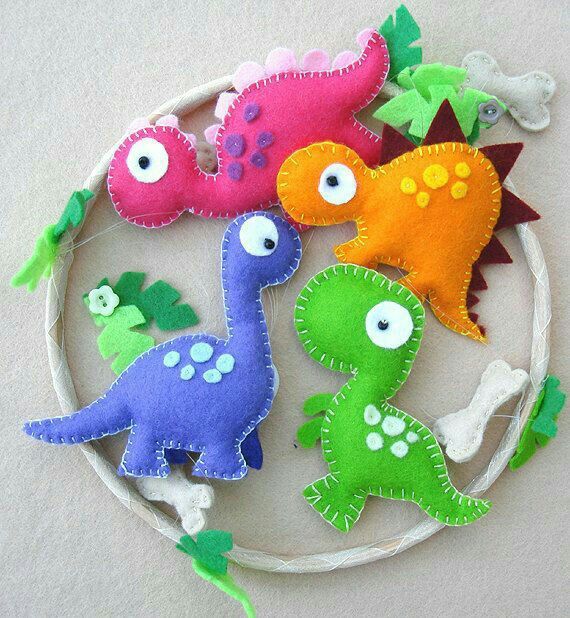 hand sewn felt dinosaurs