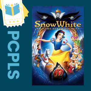 "Blue Text down the left side: PCPLS, Movie Poster: Snow White and the Seven Dwarfs (1937)"