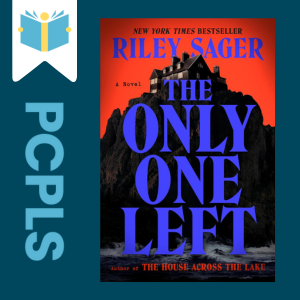 "Blue Text down the left side: PCPLS, PCPLS logo on a white page marker in the top left corner, {The Only One Left} book cover along the right side, Navy background"